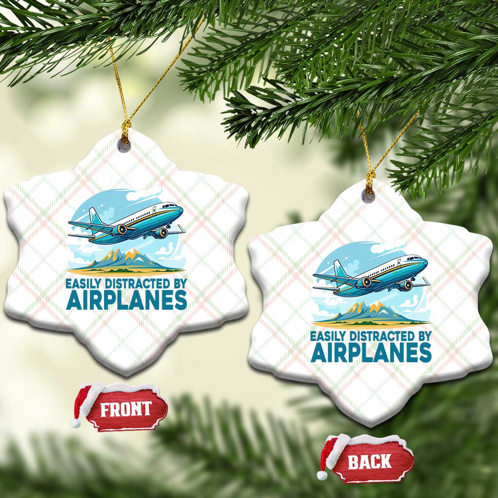 Funny Pilot Aviation Ceramic Ornament Easily Distracted By Airplanes Lover TS14 Print Your Wear