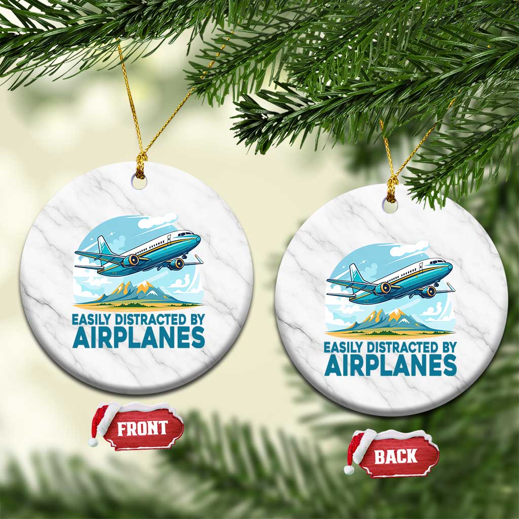 Funny Pilot Aviation Ceramic Ornament Easily Distracted By Airplanes Lover TS14 1pc White Marble Print Your Wear