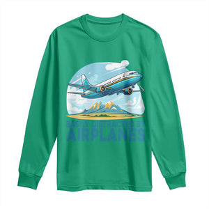 Funny Pilot Aviation Long Sleeve Shirt Easily Distracted By Airplanes Lover TS14 Irish Green Print Your Wear