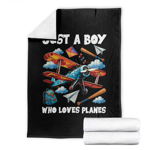 Funny Pilot Airplane Lovers Throw Blanket Just A Boy Who Loves Planes TS14 Black Print Your Wear