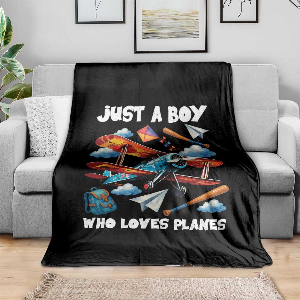 Funny Pilot Airplane Lovers Throw Blanket Just A Boy Who Loves Planes TS14 Print Your Wear