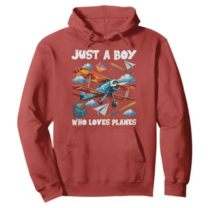 Funny Pilot Airplane Lovers Hoodie Just A Boy Who Loves Planes TS14 Red Print Your Wear