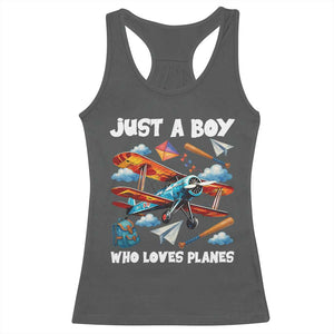 Funny Pilot Airplane Lovers Racerback Tank Top Just A Boy Who Loves Planes TS14 Dark Heather Print Your Wear
