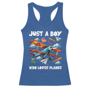 Funny Pilot Airplane Lovers Racerback Tank Top Just A Boy Who Loves Planes TS14 Royal Blue Print Your Wear