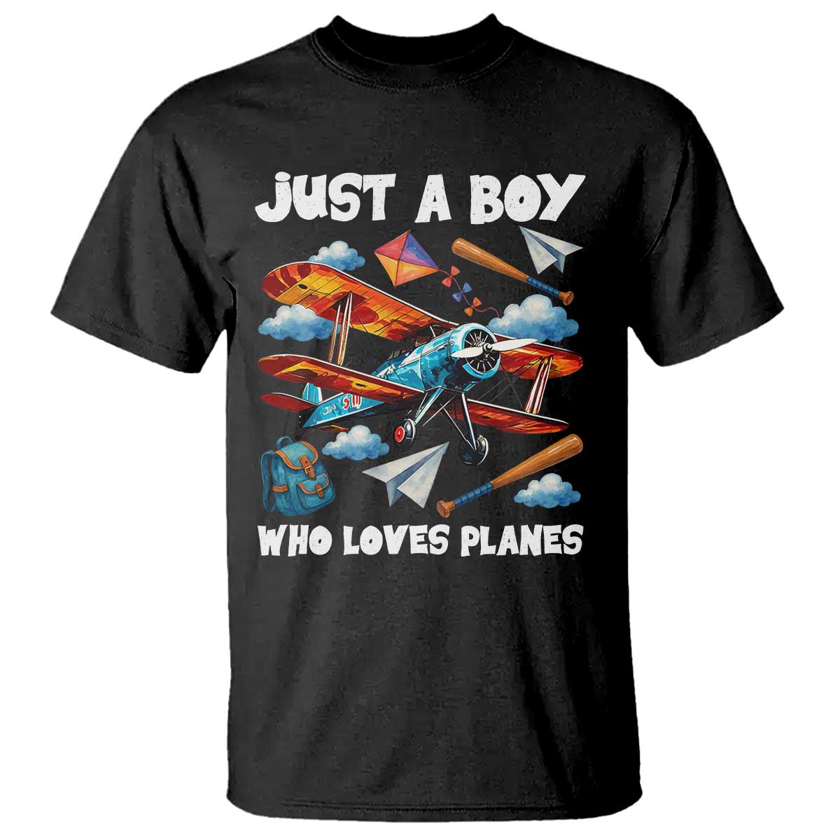 Funny Pilot Airplane Lovers T Shirt Just A Boy Who Loves Planes TS14 Black Print Your Wear
