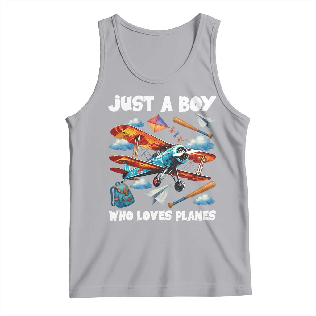 Funny Pilot Airplane Lovers Tank Top Just A Boy Who Loves Planes TS14 Athletic Heather Print Your Wear