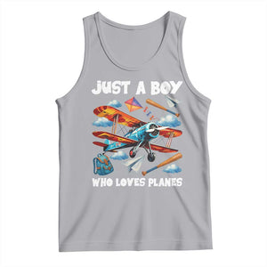 Funny Pilot Airplane Lovers Tank Top Just A Boy Who Loves Planes TS14 Athletic Heather Print Your Wear