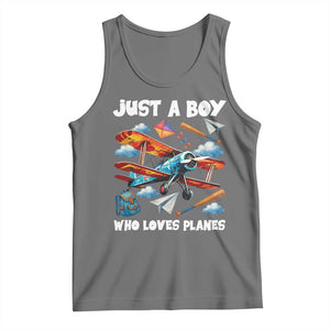 Funny Pilot Airplane Lovers Tank Top Just A Boy Who Loves Planes TS14 Black Heather Print Your Wear