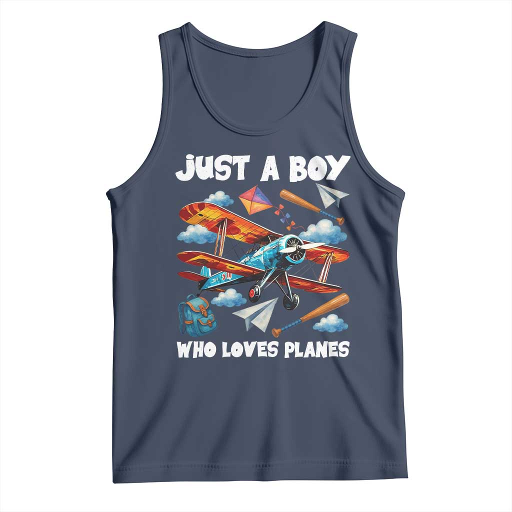 Funny Pilot Airplane Lovers Tank Top Just A Boy Who Loves Planes TS14 Navy Print Your Wear