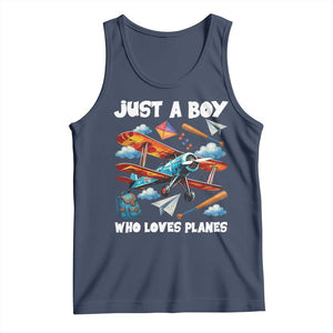 Funny Pilot Airplane Lovers Tank Top Just A Boy Who Loves Planes TS14 Navy Print Your Wear
