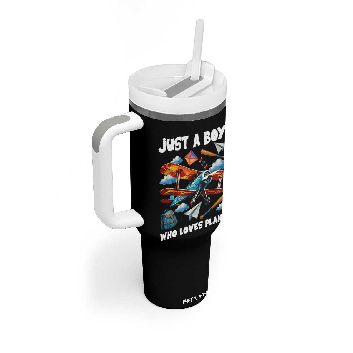 Funny Pilot Airplane Lovers Tumbler With Handle Just A Boy Who Loves Planes TS14 Print Your Wear