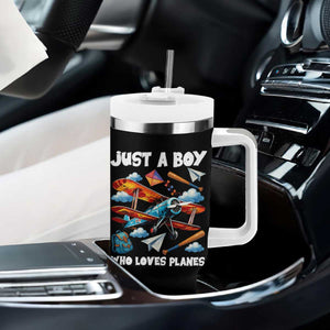 Funny Pilot Airplane Lovers Tumbler With Handle Just A Boy Who Loves Planes TS14 Print Your Wear