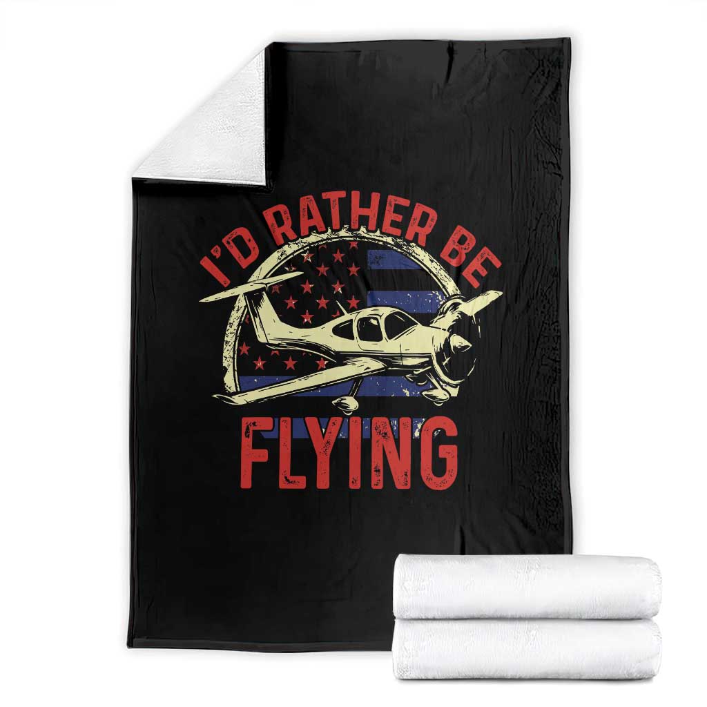 Funny Airplane Pilot Throw Blanket I'd Rather Be Flying TS14 Black Print Your Wear