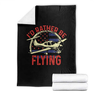 Funny Airplane Pilot Throw Blanket I'd Rather Be Flying TS14 Black Print Your Wear