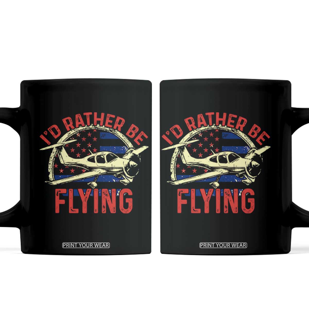 Funny Airplane Pilot Coffee Mug I'd Rather Be Flying TS14 Black Print Your Wear