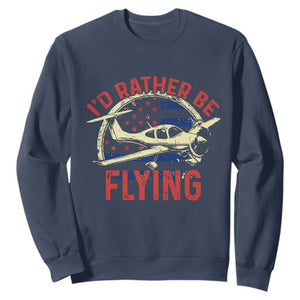 Funny Airplane Pilot Sweatshirt I'd Rather Be Flying TS14 Navy Print Your Wear