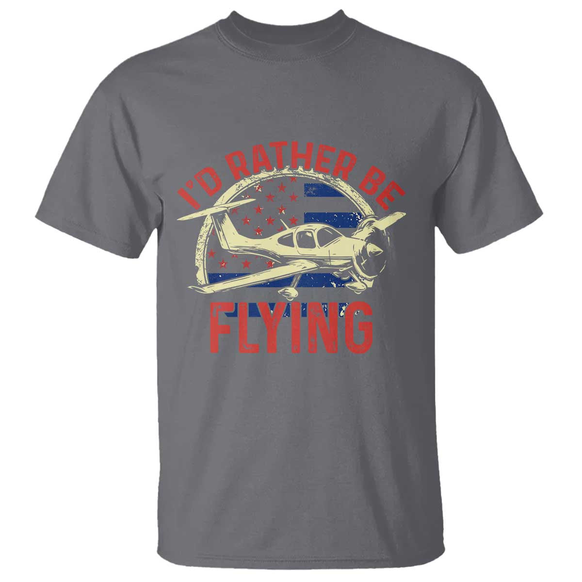 Funny Airplane Pilot T Shirt I'd Rather Be Flying TS14 Charcoal Print Your Wear