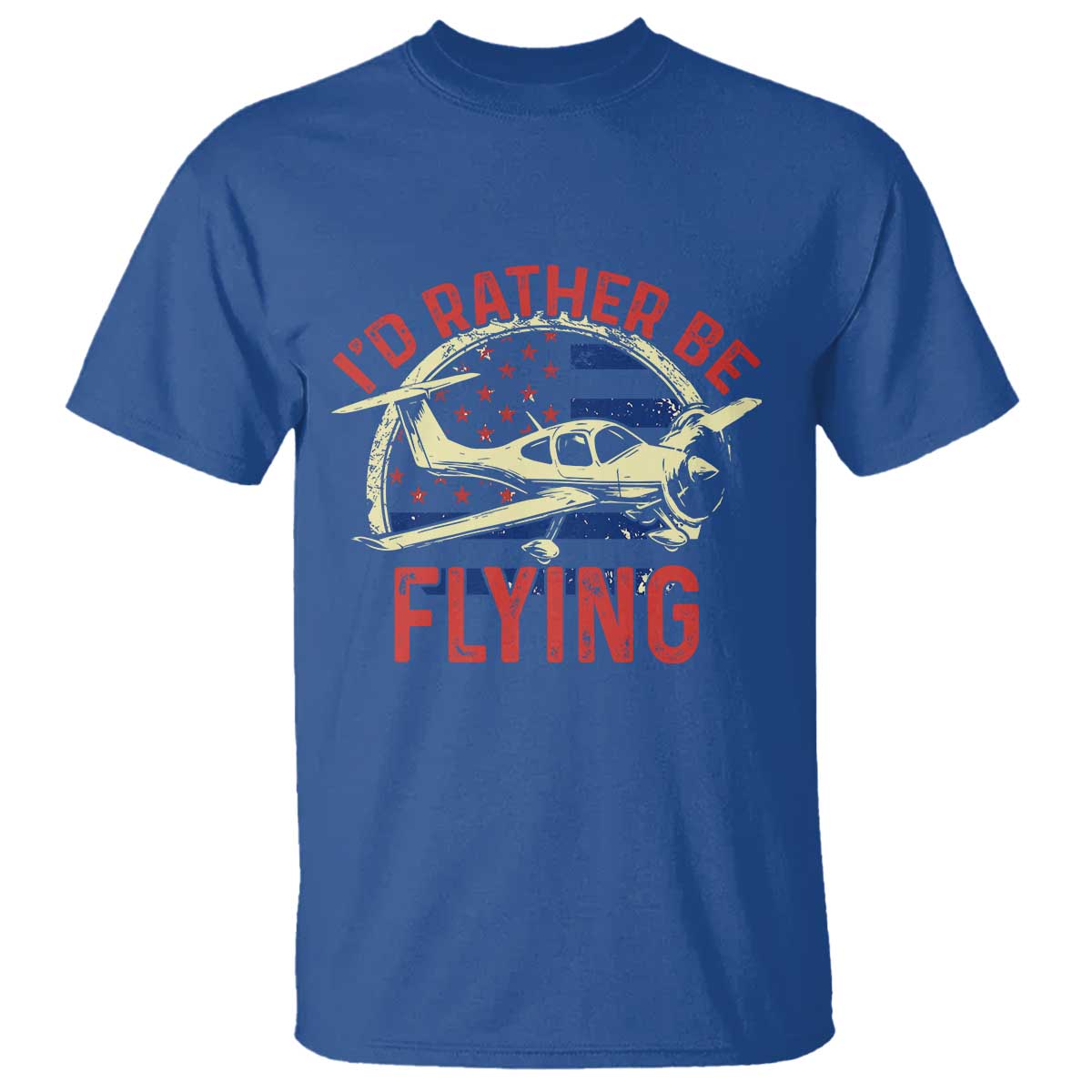 Funny Airplane Pilot T Shirt I'd Rather Be Flying TS14 Royal Blue Print Your Wear