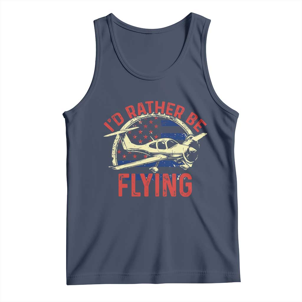 Funny Airplane Pilot Tank Top I'd Rather Be Flying TS14 Navy Print Your Wear