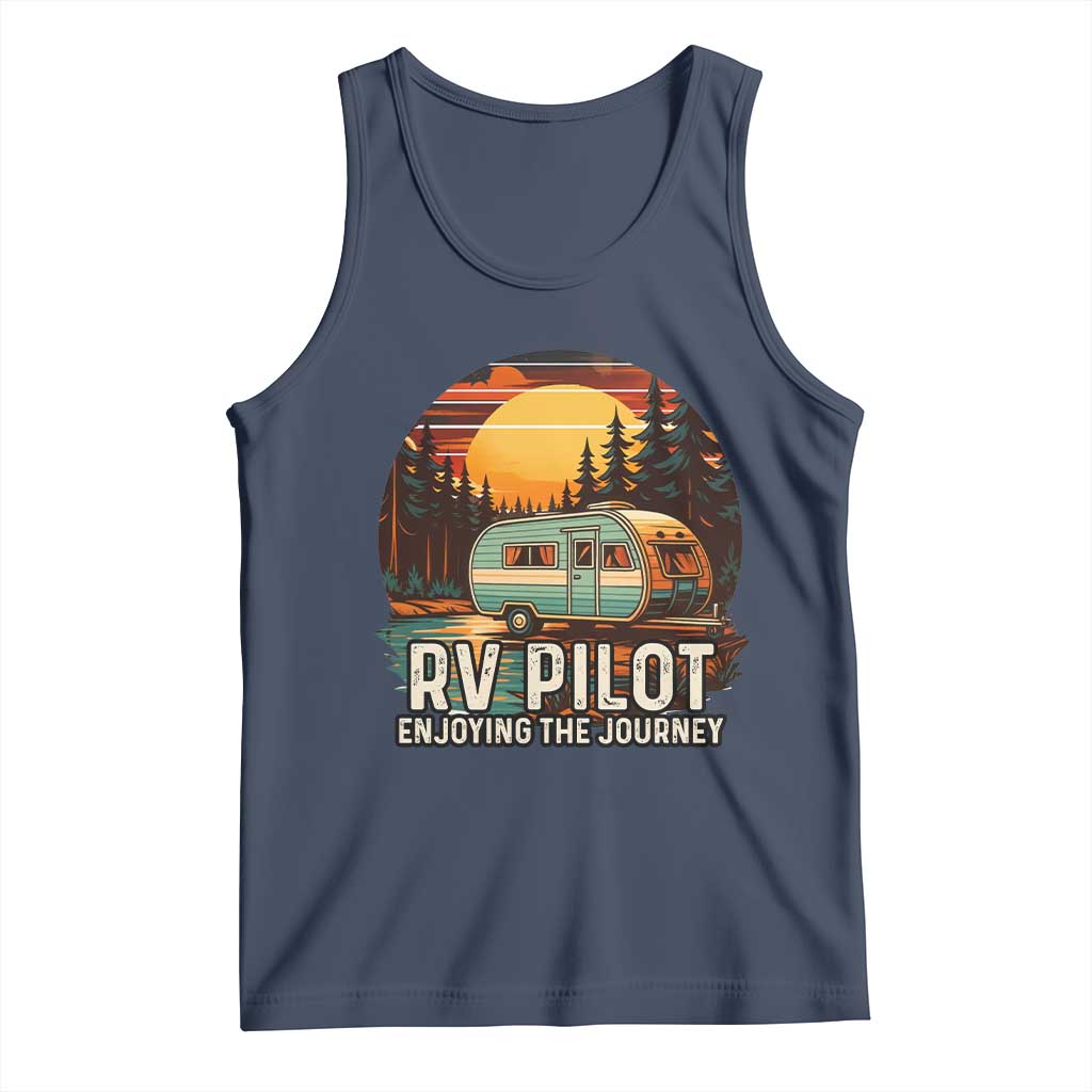 RV Pilot Enjoying The Journey Tank Top Funny Camping Lover TS14 Navy Print Your Wear
