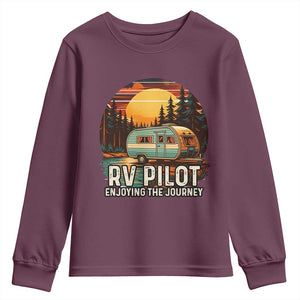 RV Pilot Enjoying The Journey Youth Sweatshirt Funny Camping Lover TS14 Maroon Print Your Wear