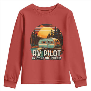 RV Pilot Enjoying The Journey Youth Sweatshirt Funny Camping Lover TS14 Red Print Your Wear