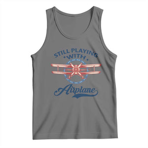 Still Playing With Airplane Tank Top Aviation Lover Airline Pilot TS14 Black Heather Print Your Wear