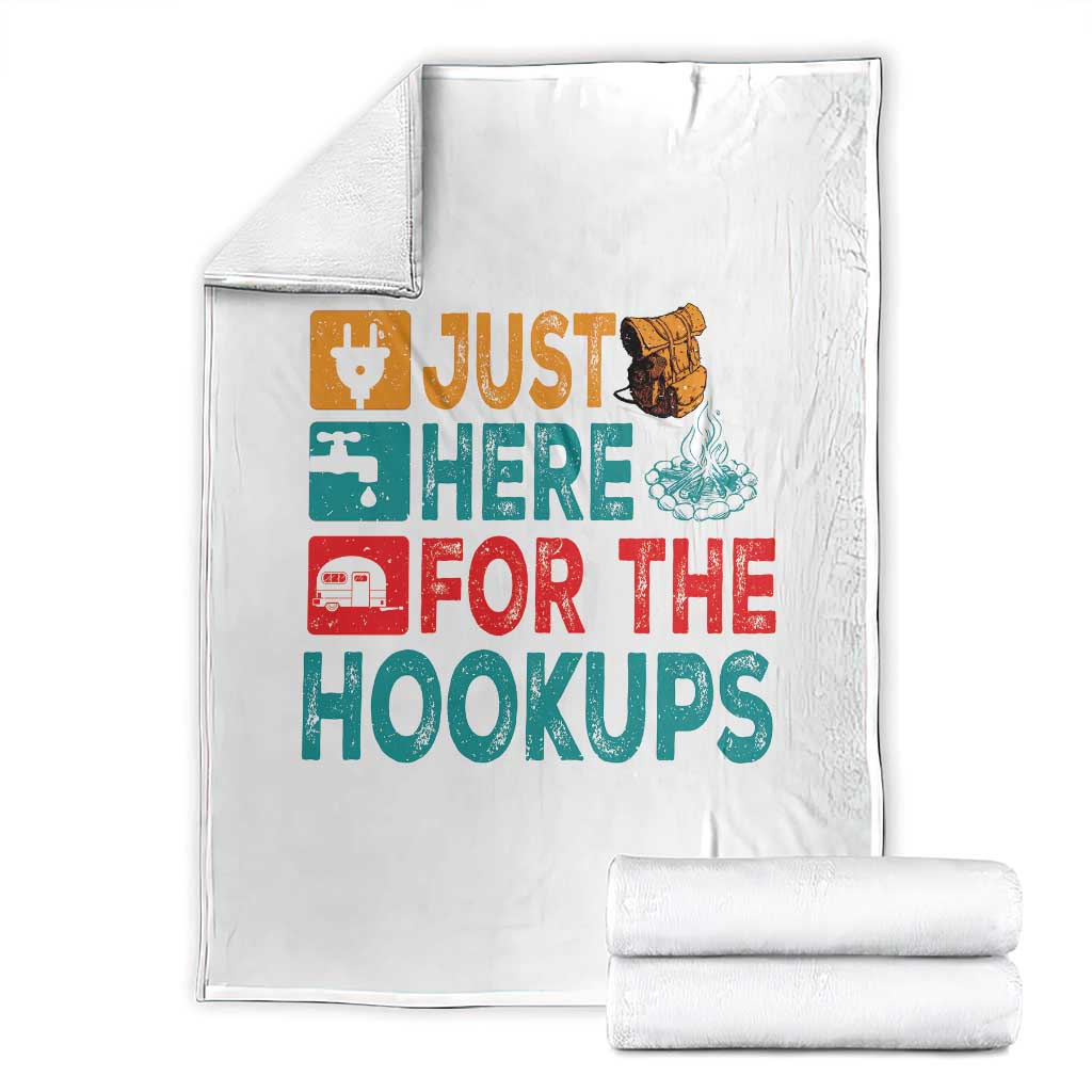 RV Camping Caravan Motorhome Throw Blanket Just Here For The Hookups TS14 White Print Your Wear