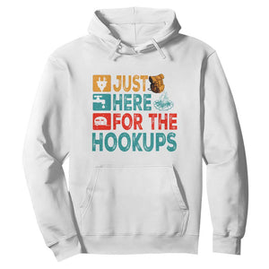 RV Camping Caravan Motorhome Hoodie Just Here For The Hookups TS14 White Print Your Wear