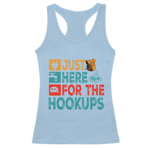 RV Camping Caravan Motorhome Racerback Tank Top Just Here For The Hookups TS14 Light Blue Print Your Wear