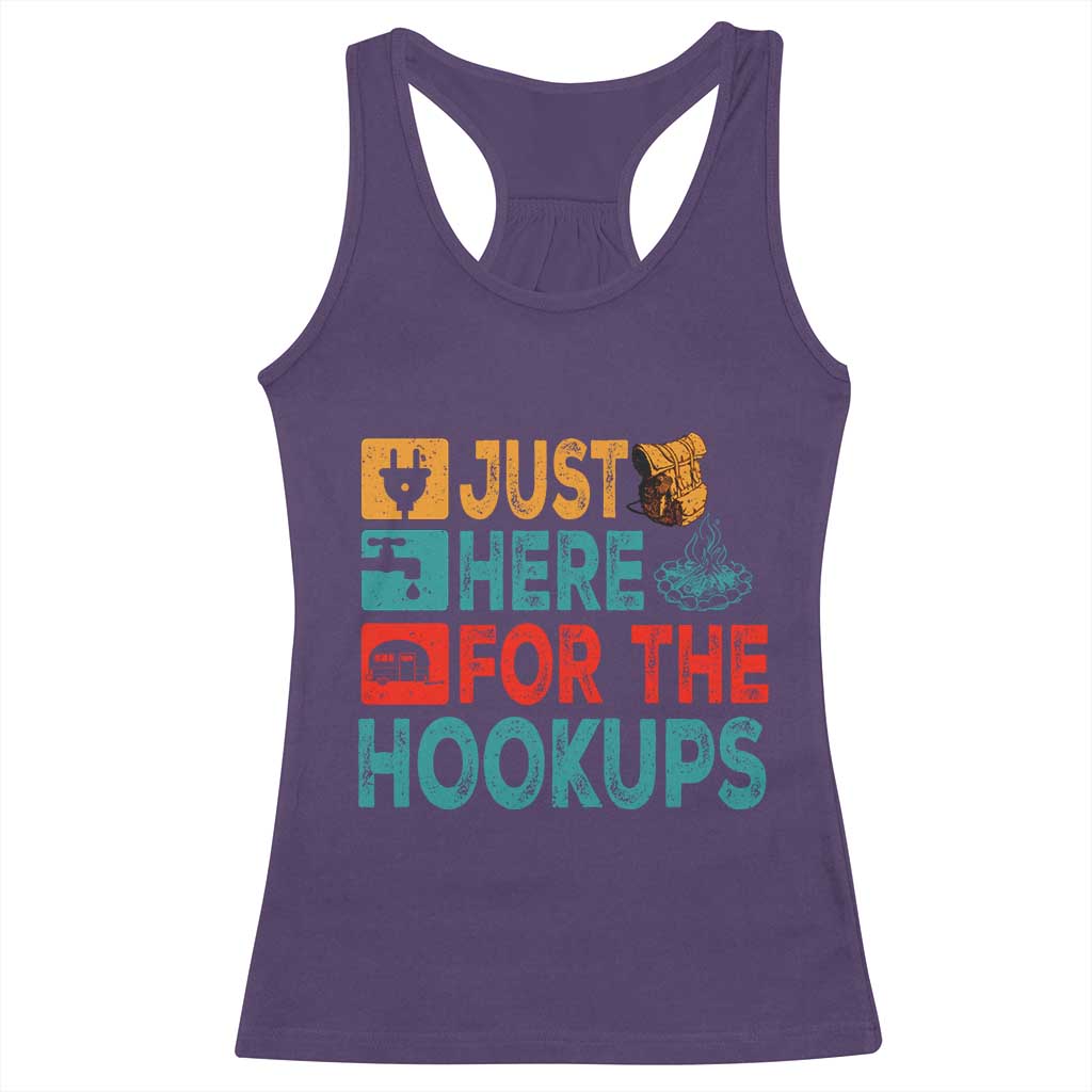 RV Camping Caravan Motorhome Racerback Tank Top Just Here For The Hookups TS14 Purple Print Your Wear