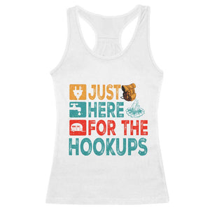 RV Camping Caravan Motorhome Racerback Tank Top Just Here For The Hookups TS14 White Print Your Wear