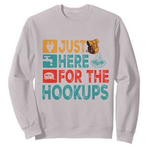 RV Camping Caravan Motorhome Sweatshirt Just Here For The Hookups TS14 Ice Gray Print Your Wear