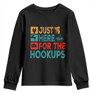 RV Camping Caravan Motorhome Youth Sweatshirt Just Here For The Hookups TS14 Black Print Your Wear