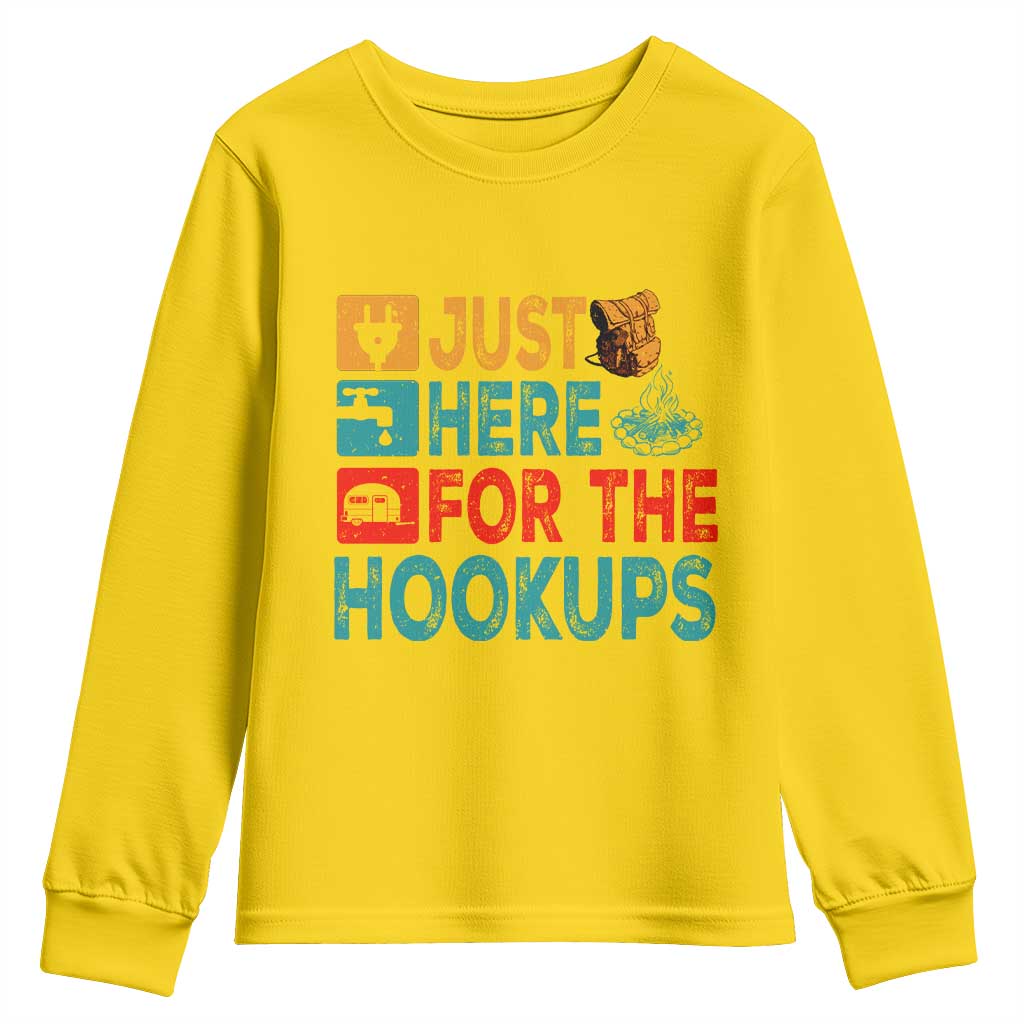 RV Camping Caravan Motorhome Youth Sweatshirt Just Here For The Hookups TS14 Daisy Print Your Wear