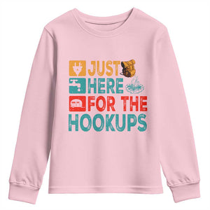 RV Camping Caravan Motorhome Youth Sweatshirt Just Here For The Hookups TS14 Light Pink Print Your Wear