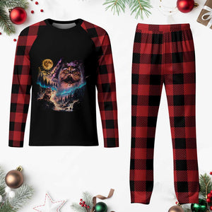 Princess Cat Howling at Moon 90's Nature Gift Plaid Pajama Set