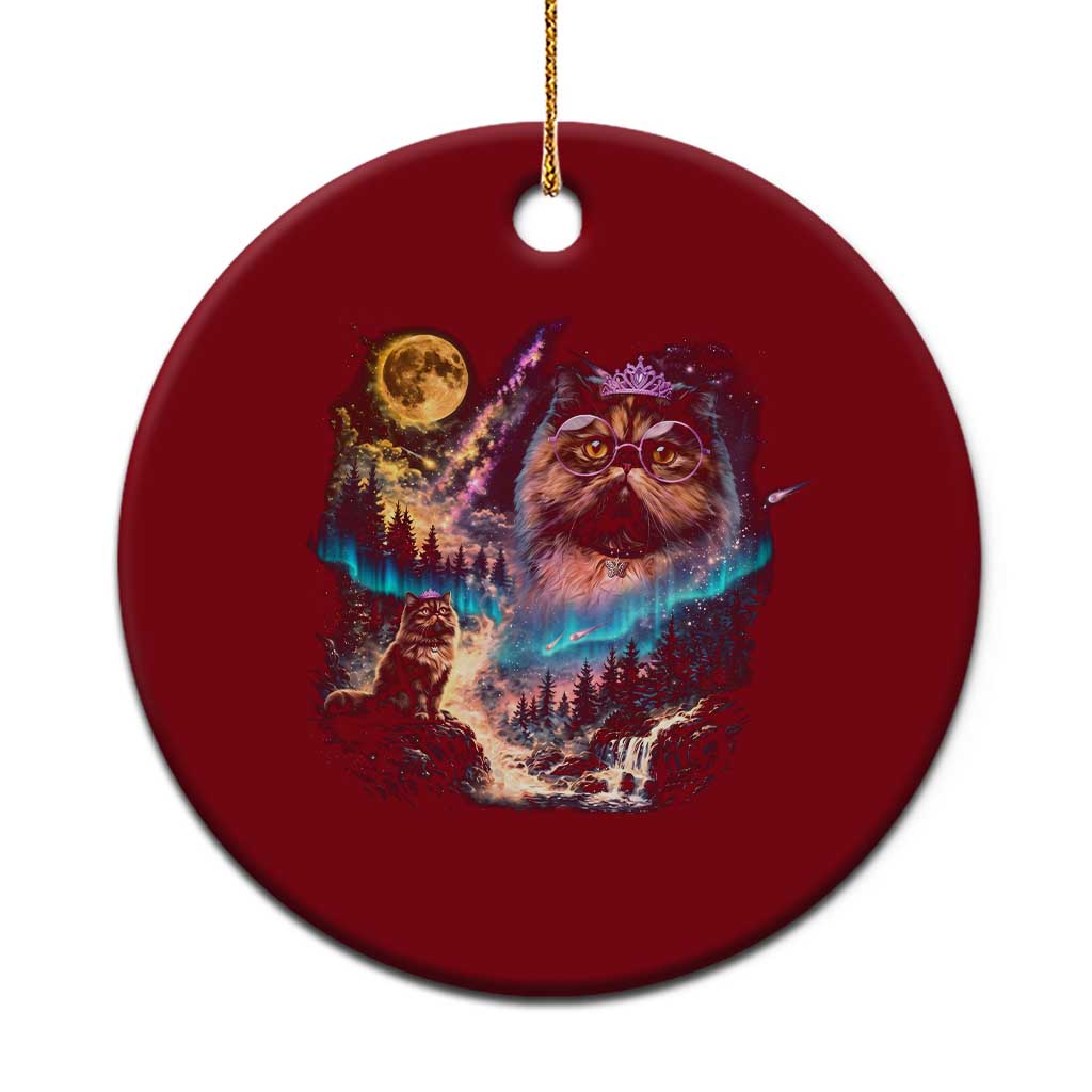 Princess Cat Howling at Moon 90's Nature Gift Ceramic Ornament