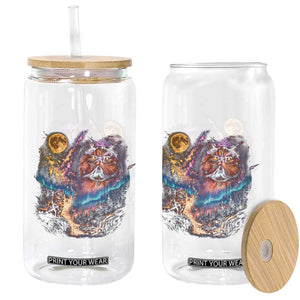 Princess Cat Howling at Moon 90's Nature Gift Glass Can