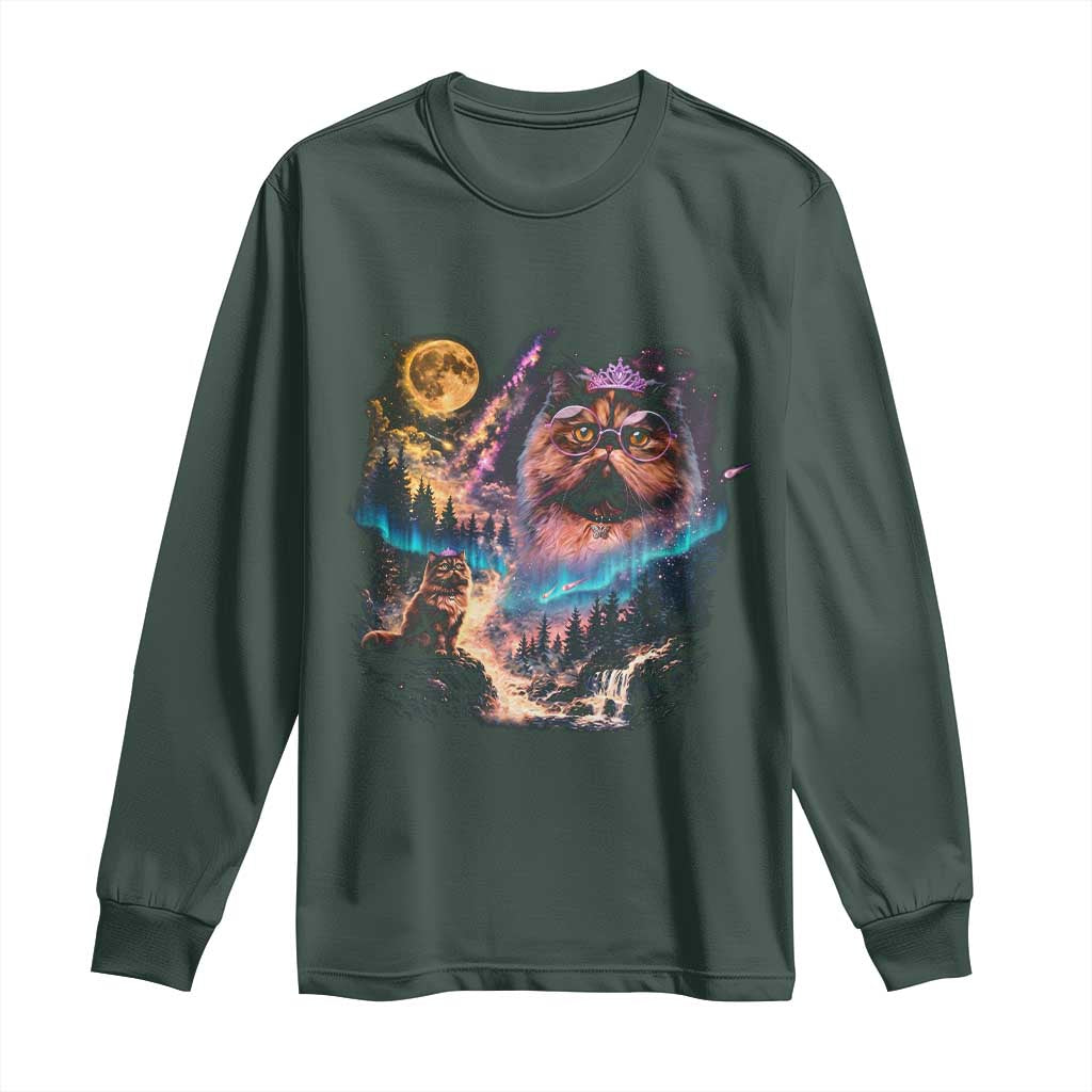 Princess Cat Howling at Moon 90's Nature Gift Long Sleeve Shirt