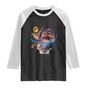 Princess Cat Howling at Moon 90's Nature Gift Raglan Shirt