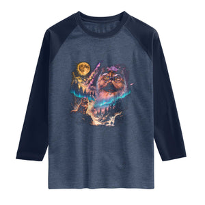 Princess Cat Howling at Moon 90's Nature Gift Raglan Shirt