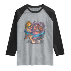 Princess Cat Howling at Moon 90's Nature Gift Raglan Shirt