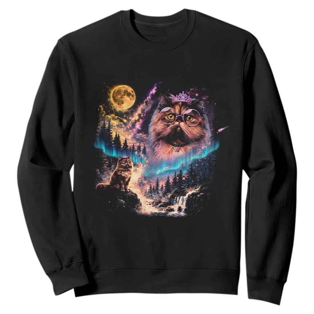 Princess Cat Howling at Moon 90's Nature Gift Sweatshirt