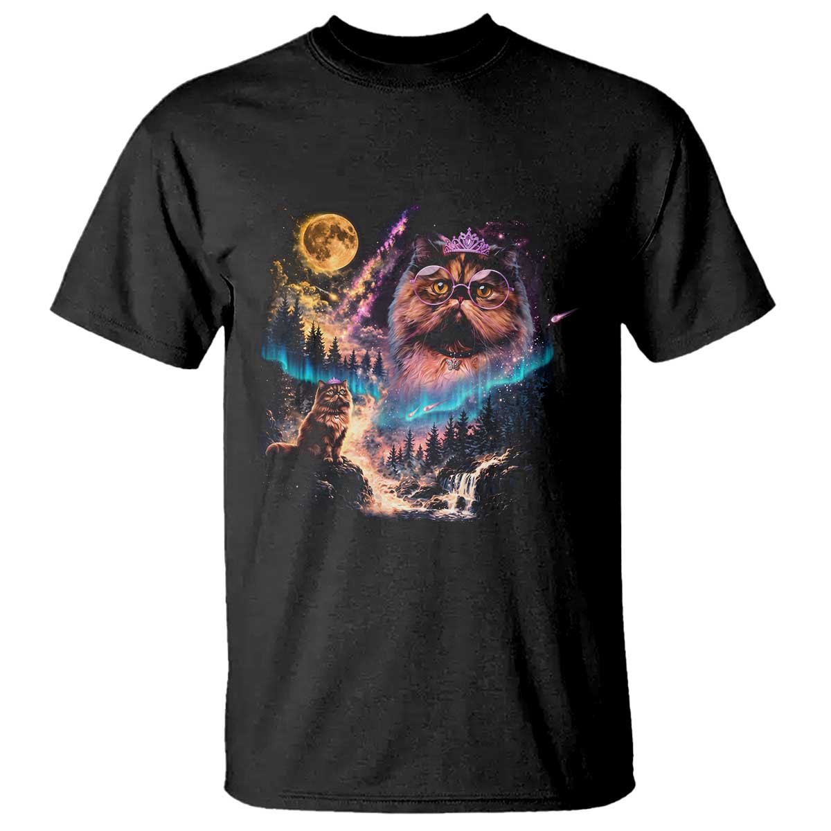 Princess Cat Howling at Moon 90's Nature Gift T Shirt
