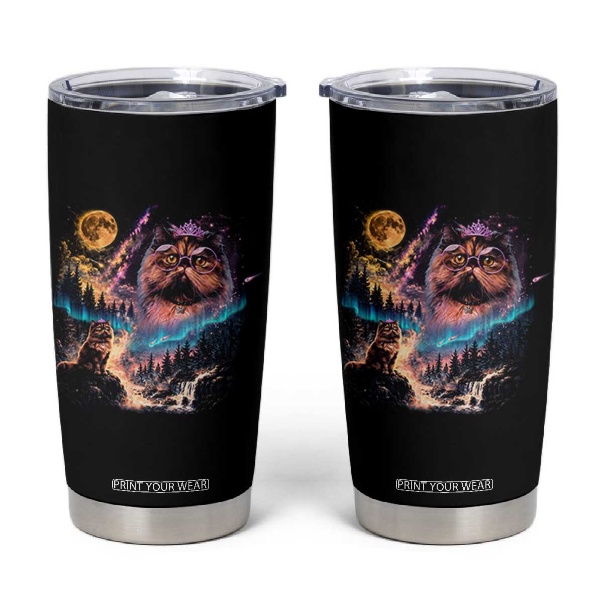 Princess Cat Howling at Moon 90's Nature Gift Tumbler Cup