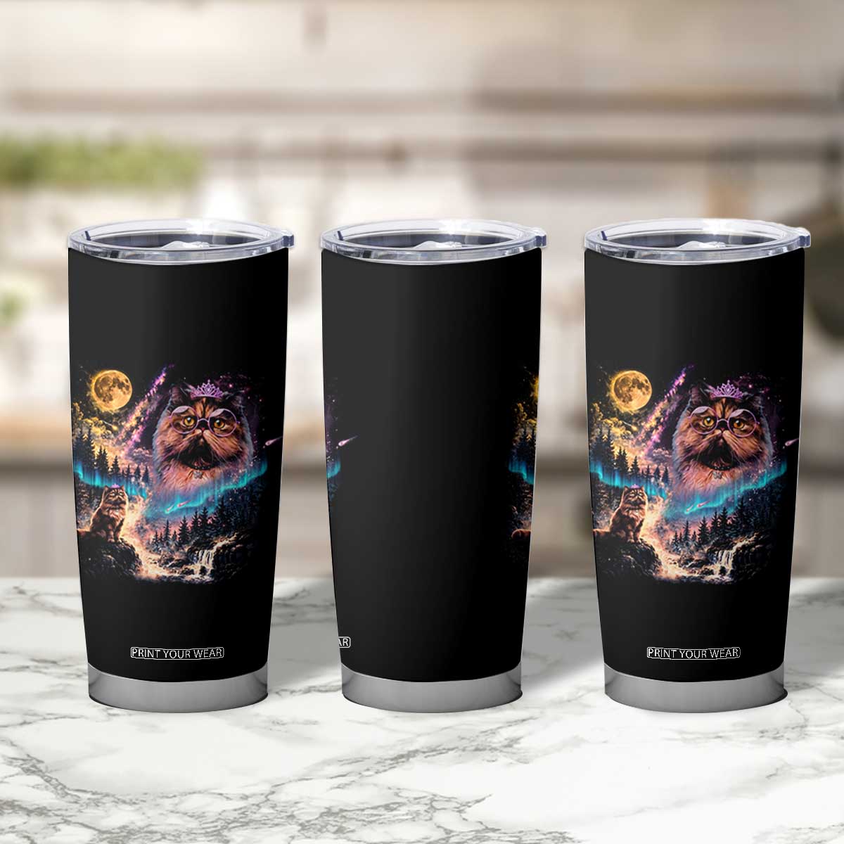 Princess Cat Howling at Moon 90's Nature Gift Tumbler Cup