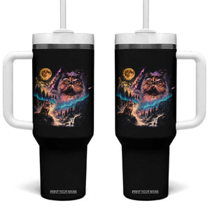 Princess Cat Howling at Moon 90's Nature Gift Tumbler With Handle