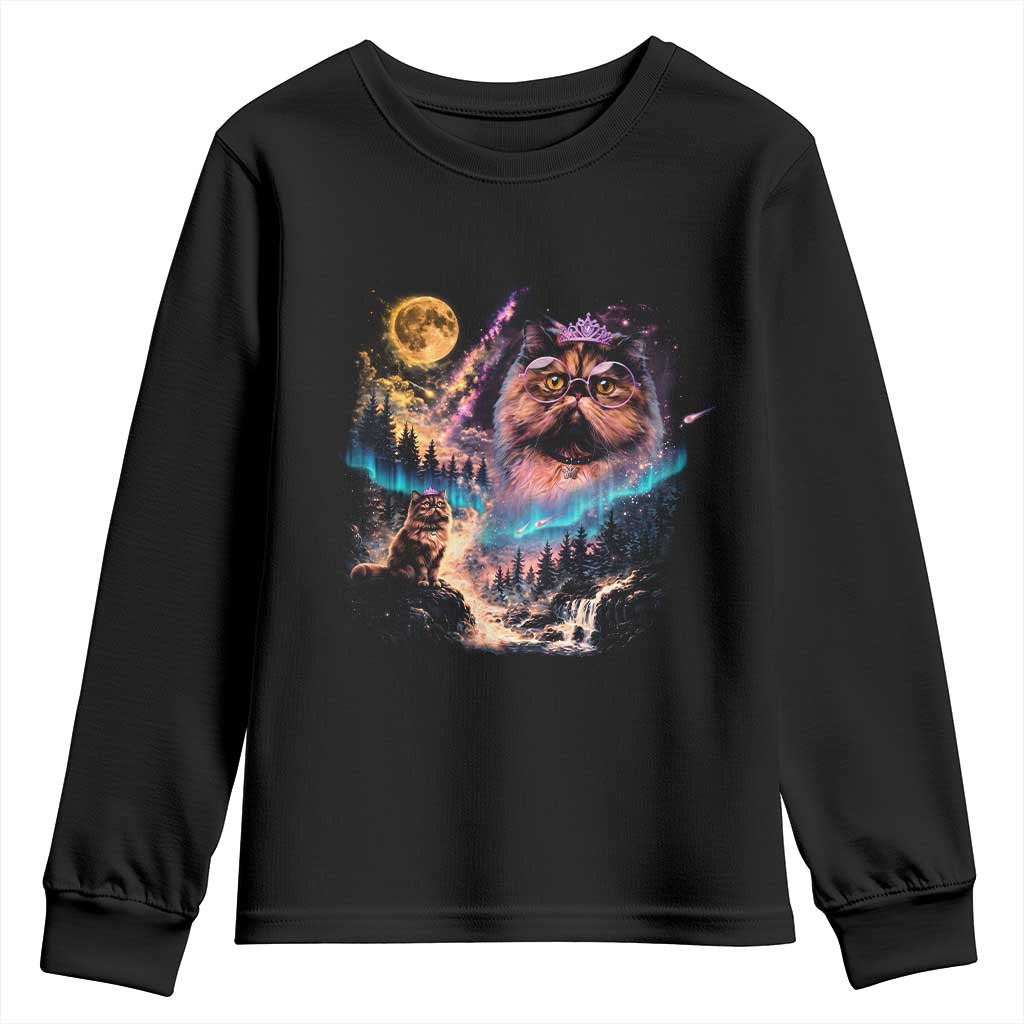 Princess Cat Howling at Moon 90's Nature Gift Youth Sweatshirt