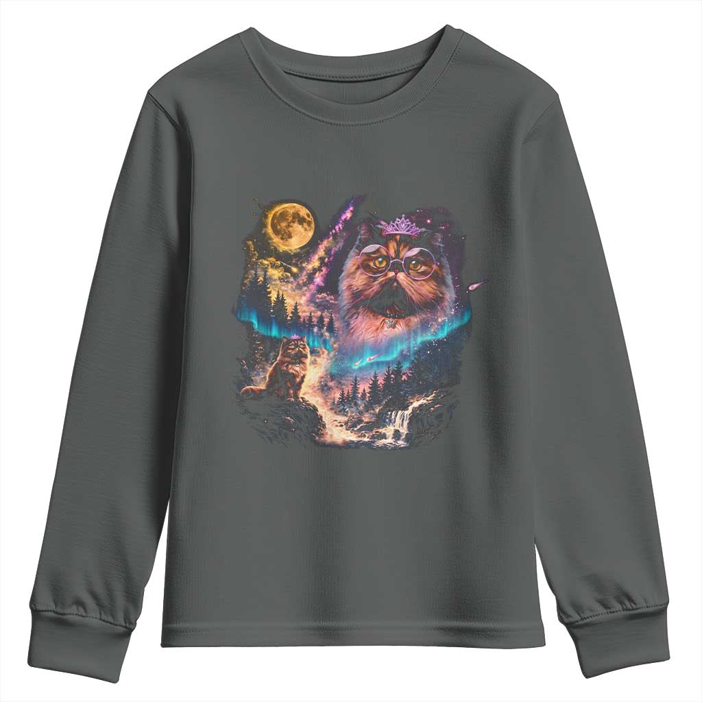 Princess Cat Howling at Moon 90's Nature Gift Youth Sweatshirt